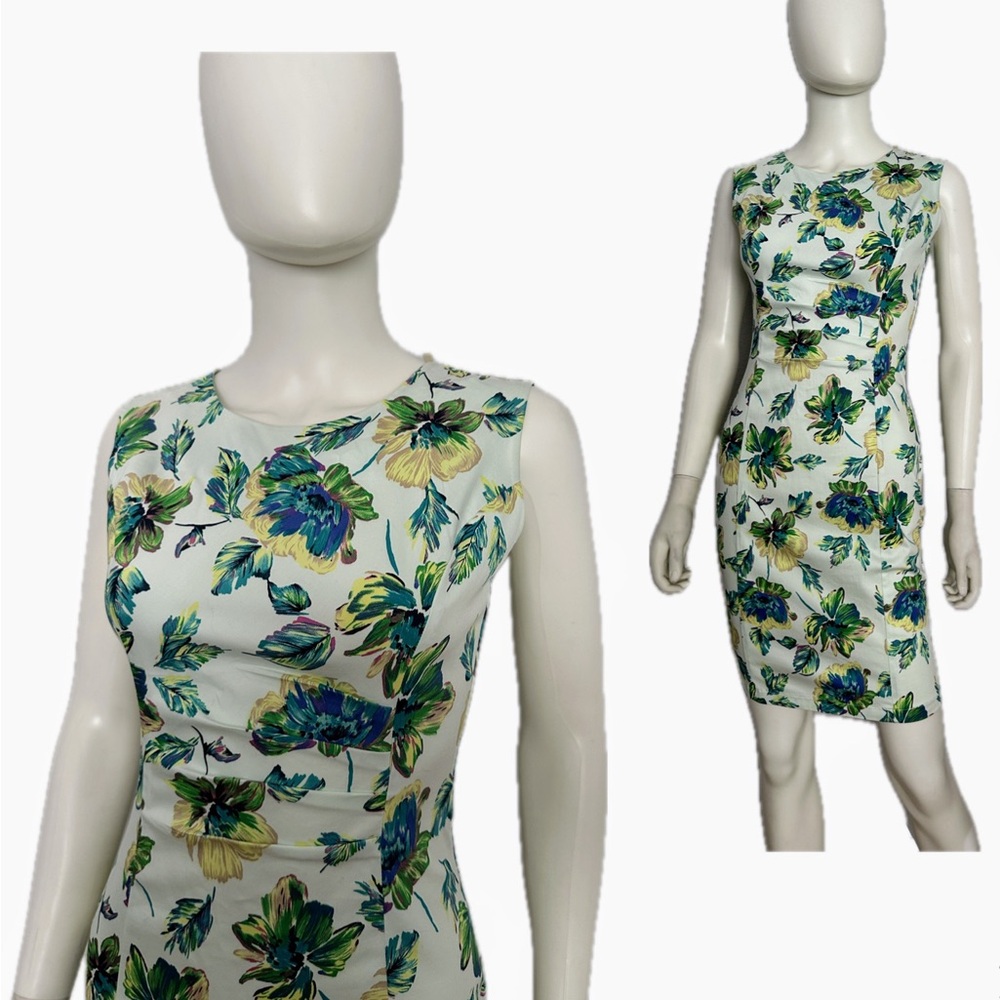 NWOT Sleeveless Sheath Dress‎ Cotton Blend Floral Print Round Neck Casual/Party